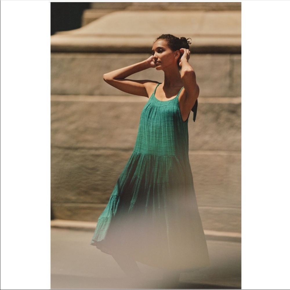 NWT Anthropologie Anaylist Green Maxi Dress M - Picture 2 of 9